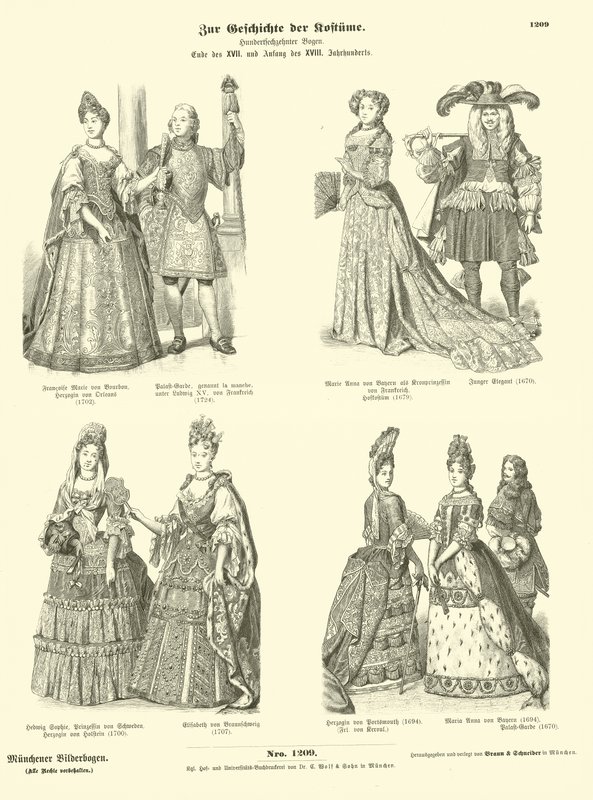 Trajes de la realeza y la nobleza, finales del siglo XVII y principios del XVIII de German School