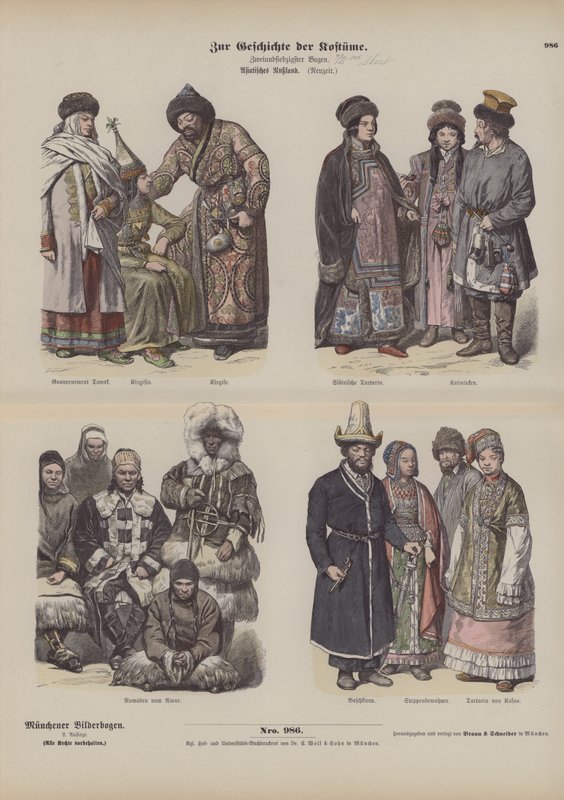Trajes del Lejano Oriente ruso, siglo XIX de German School