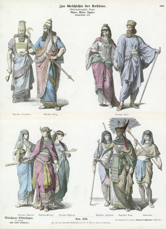 Trajes de los antiguos asirios, medos y egipcios de German School