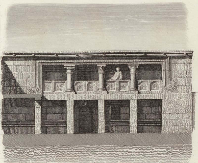 Patio de una casa griega antigua en Siria Central. Ilustración para Bilder-Atlas de German School