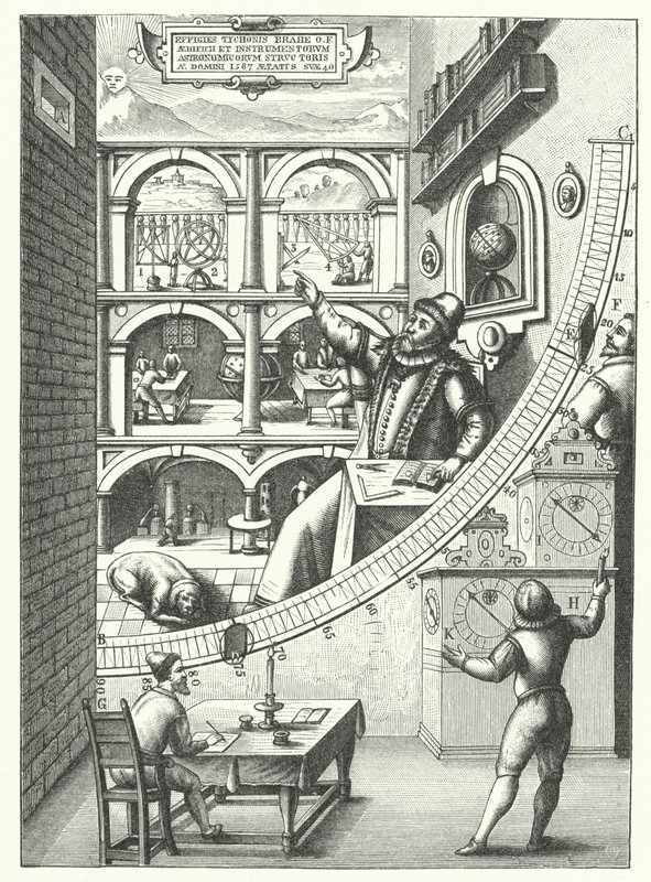 Cuadrante mural del astrónomo danés Tycho Brahe en su observatorio en Uraniborg, Hven, Dinamarca de German School