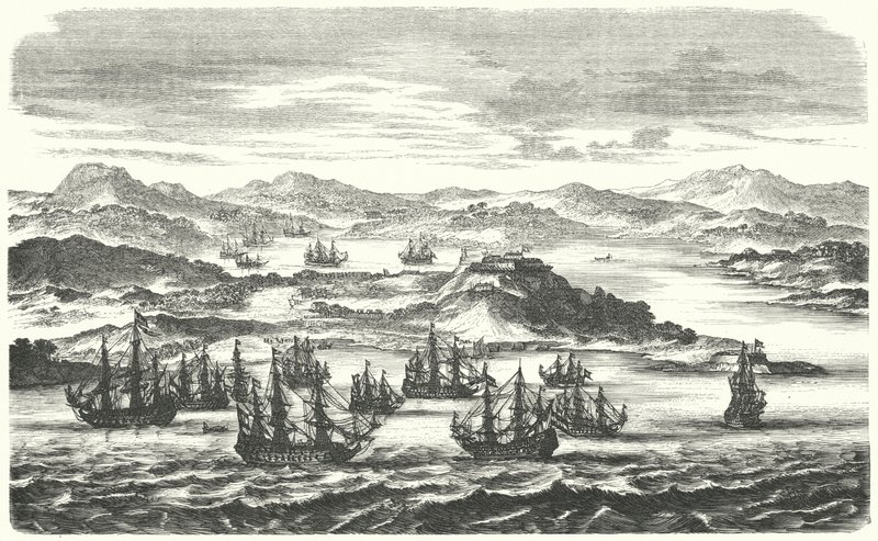 Partida de una flota de plata española (grabado) de German School