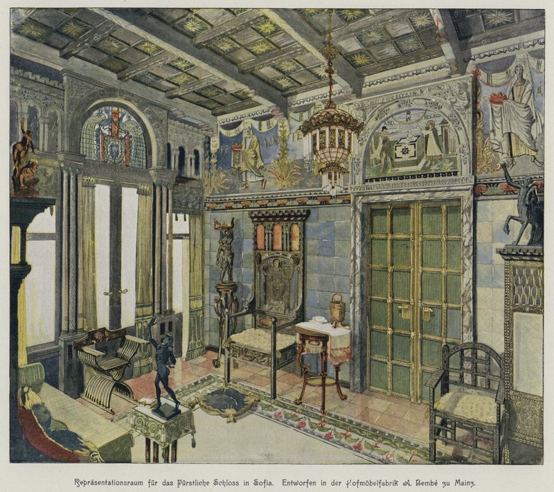 Diseño para una habitación en el Palacio Real de Sofía, Bulgaria, producido por la fábrica de muebles A Bembe en Mainz, Alemania de German School