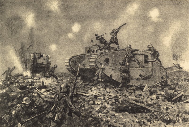 Destrucción de tanques ingleses por fuerzas alemanas de German School