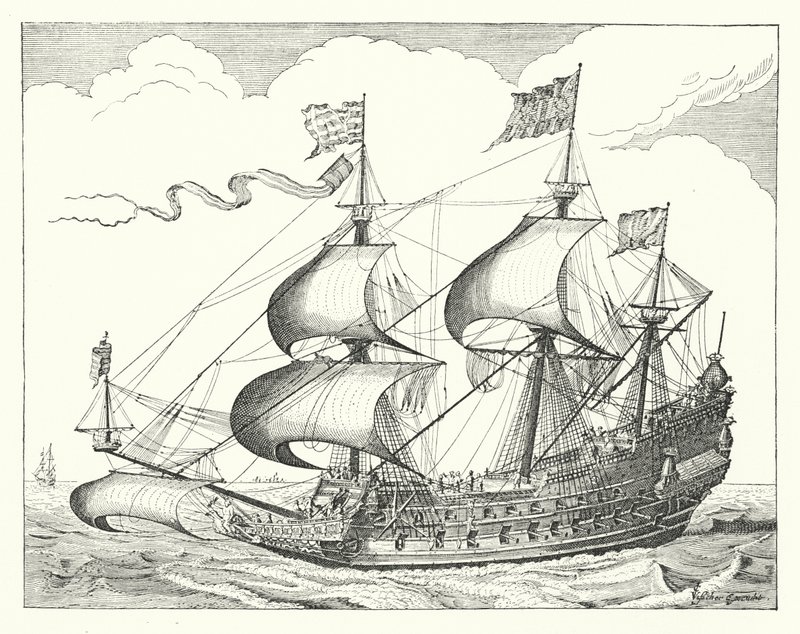 Buque de guerra holandés del siglo XVII de German School