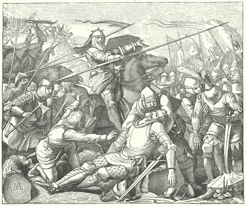 Eberhard II, Conde de Wurtemberg, en la Batalla de Döffingen de German School