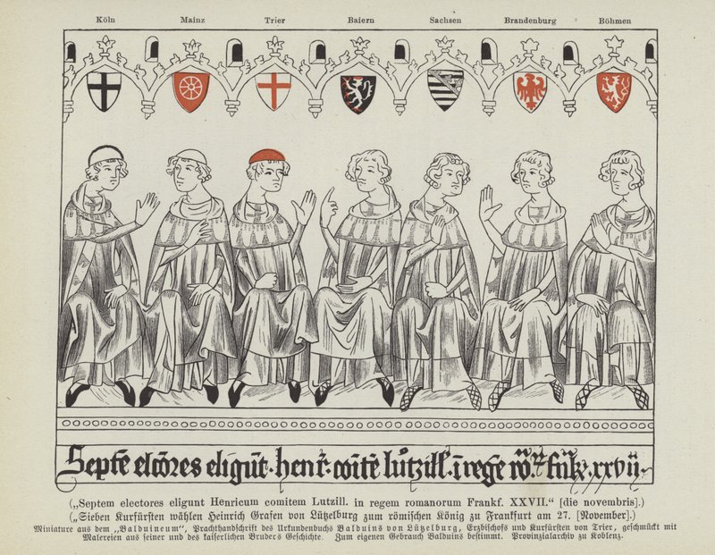 Elección de Enrique VII de Luxemburgo como Emperador del Sacro Imperio Romano, Frankfurt, 27 de noviembre de 1308 de German School