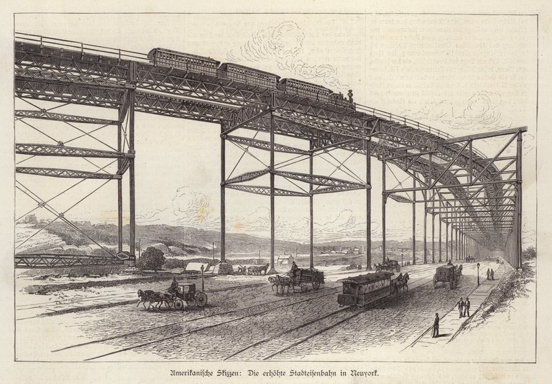 Ferrocarril elevado en la ciudad de Nueva York, Nueva York, EE.UU. de German School
