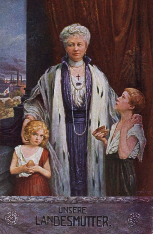 Emperatriz Augusta Victoria de Alemania, madre de la nación (litografía en color) de German School