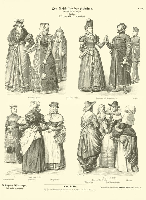 Trajes ingleses, siglos XVI y XVII de German School