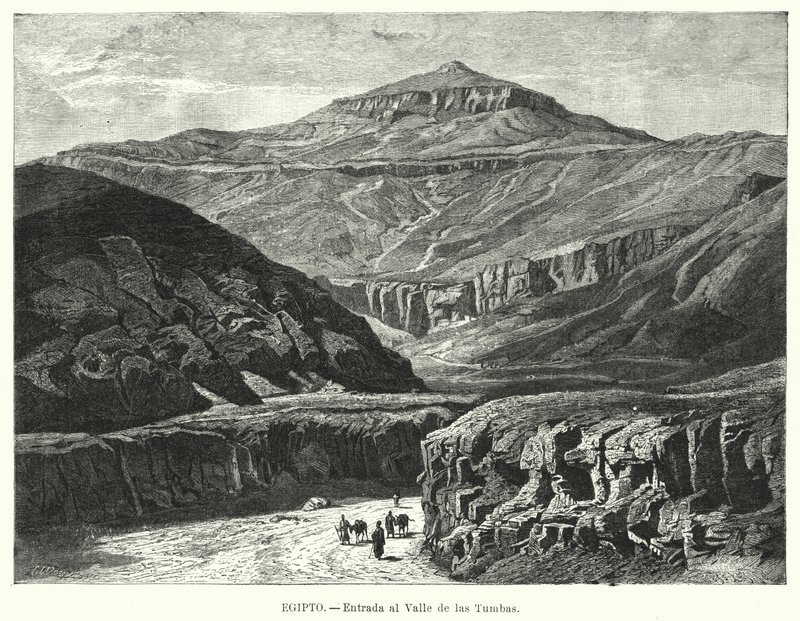 Entrada al Valle de los Reyes, Egipto (litografía) de German School
