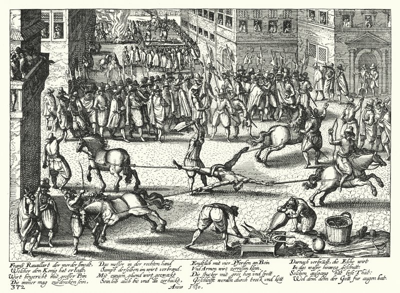 Ejecución de François Ravaillac, asesino de Enrique IV de Francia de German School