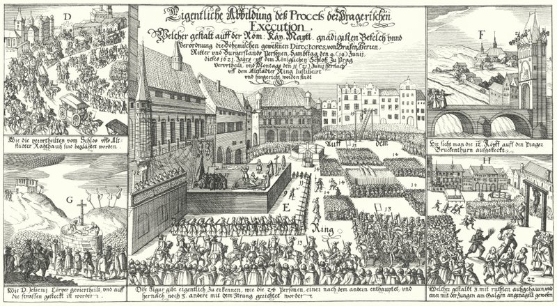 Ejecución de los miembros de la Revuelta Protestante de Bohemia en la Plaza de la Ciudad Vieja, Praga de German School