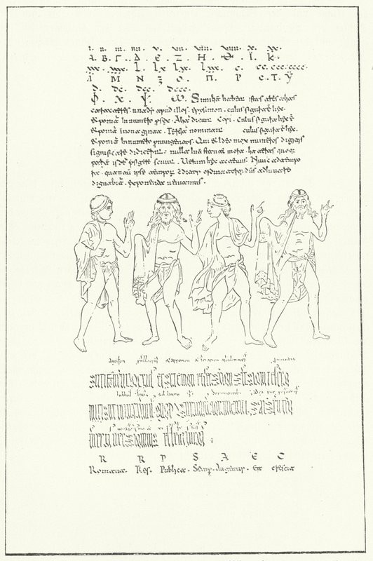 Facsímil de una página de De Temporibus (Sobre el Tiempo) del Venerable Beda (grabado) de German School