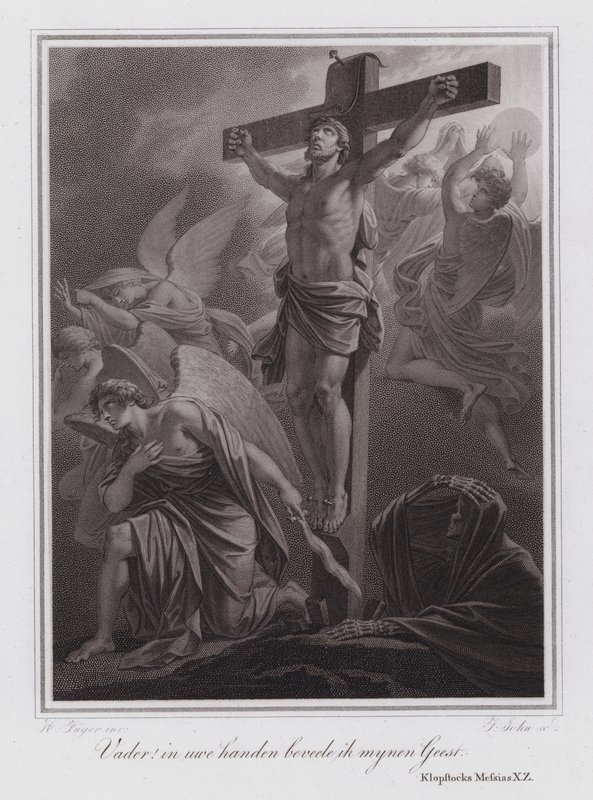 ¡Padre! En tus manos encomiendo mi espíritu. Jesús en la Cruz (grabado) de German School