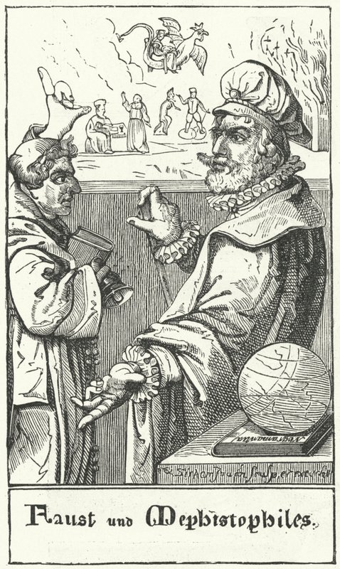 Fausto y Mefistófeles (grabado) de German School