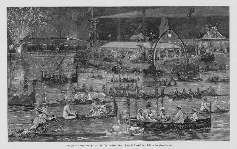 Festividades en el Alster en Hamburgo conmemorando la apertura del Canal de Kiel (Canal Kaiser Wilhelm), Alemania de German School
