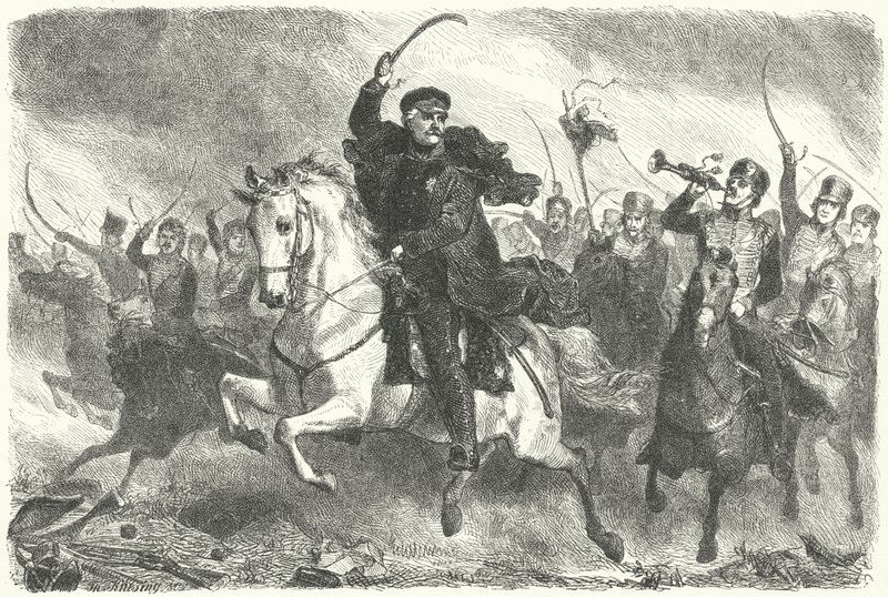Mariscal de Campo Blücher en la Batalla de Ligny de German School