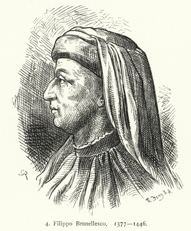 Filippo Brunelleschi, arquitecto e ingeniero italiano (grabado) de German School