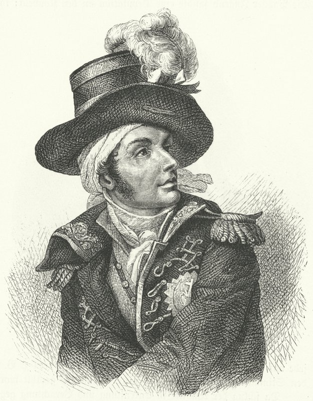 François de Charette, soldado y político realista francés, uno de los líderes de la Revuelta de la Vendée contra el régimen revolucionario francés (grabado) de German School