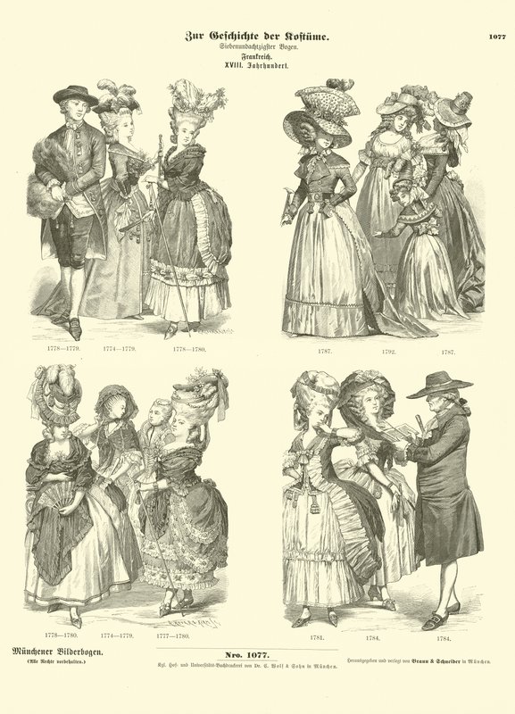 Trajes franceses, siglo XVIII de German School