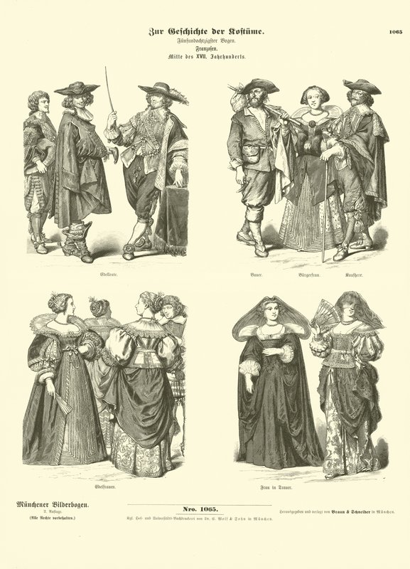 Trajes franceses, mediados del siglo XVII de German School