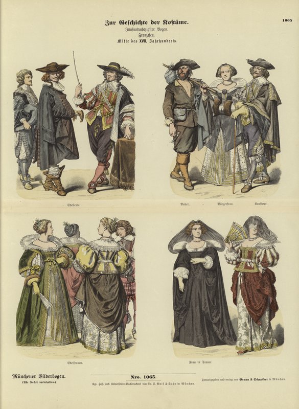 Trajes franceses, mediados del siglo XVII de German School