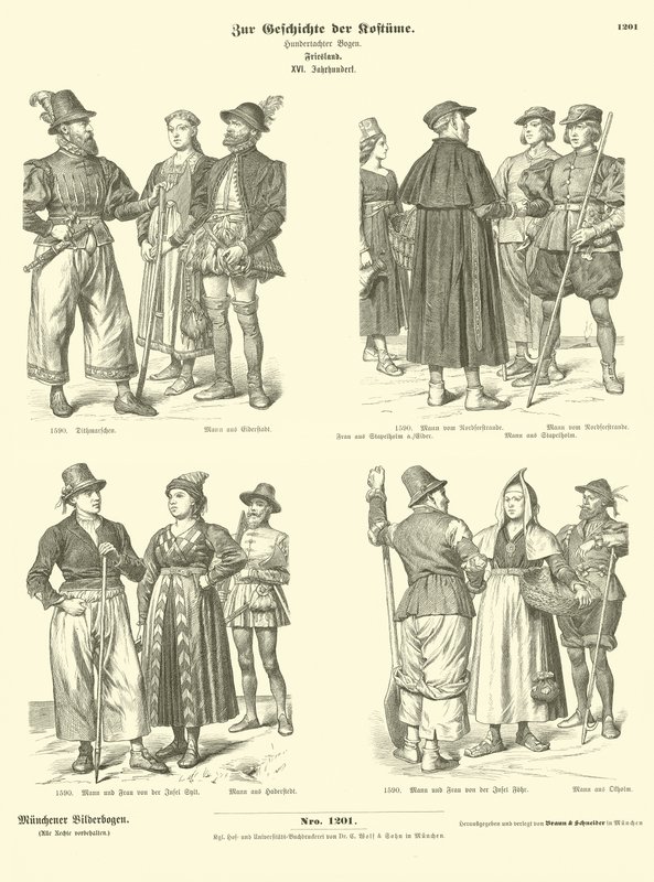 Trajes frisones, siglo XVI de German School