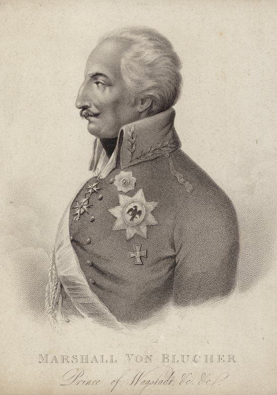 Gebhard von Blücher, Mariscal de Campo prusiano (grabado) de German School