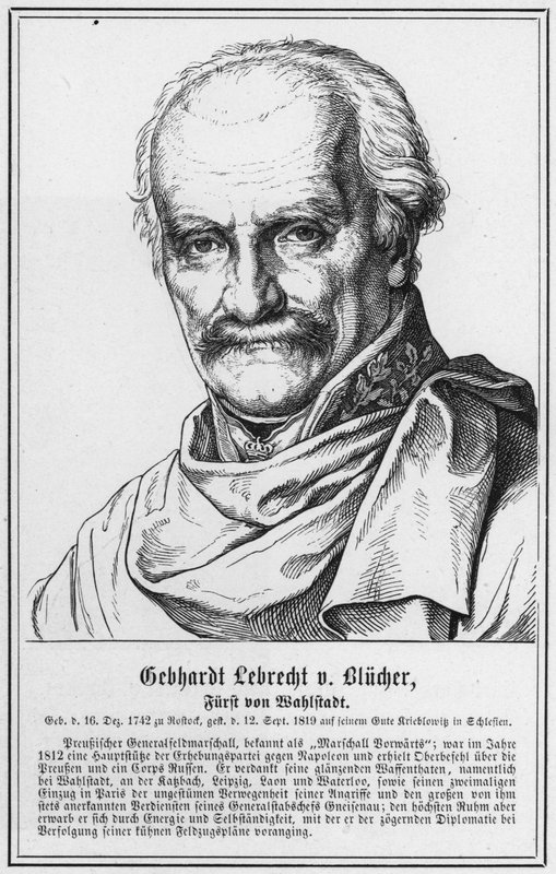 Gebhardt Lebrecht von Blücher, Príncipe de Wahlstadt (grabado) de German School