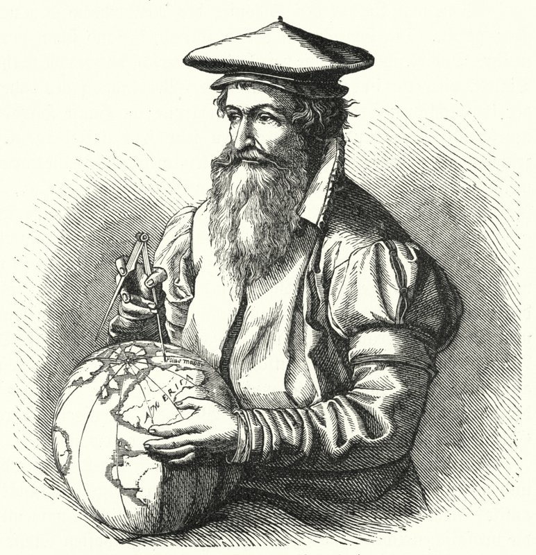 Gerardus Mercator, geógrafo y cartógrafo flamenco (grabado) de German School