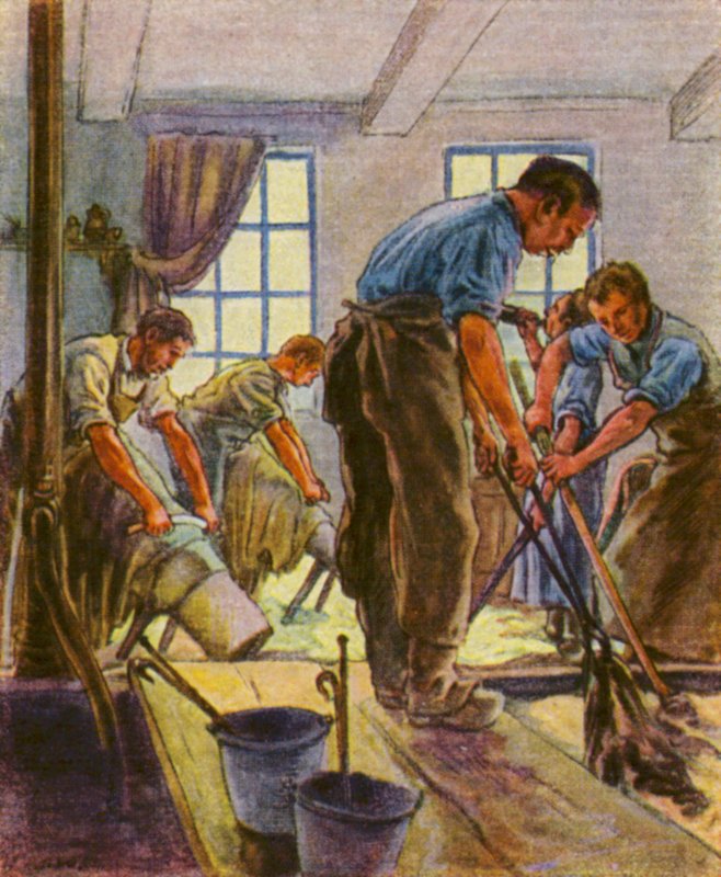 Gerber Und Farber / Curtidores y coloristas (litografía en color) de German School