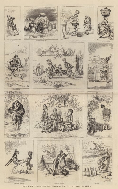Bocetos de personajes alemanes (grabado) de German School