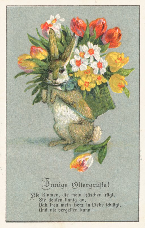 Tarjeta alemana de Pascua (litografía en color) de German School