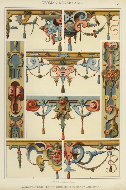 Renacimiento Alemán, Pintura Mural, Ornamento Plástico en Piedra y Madera de German School
