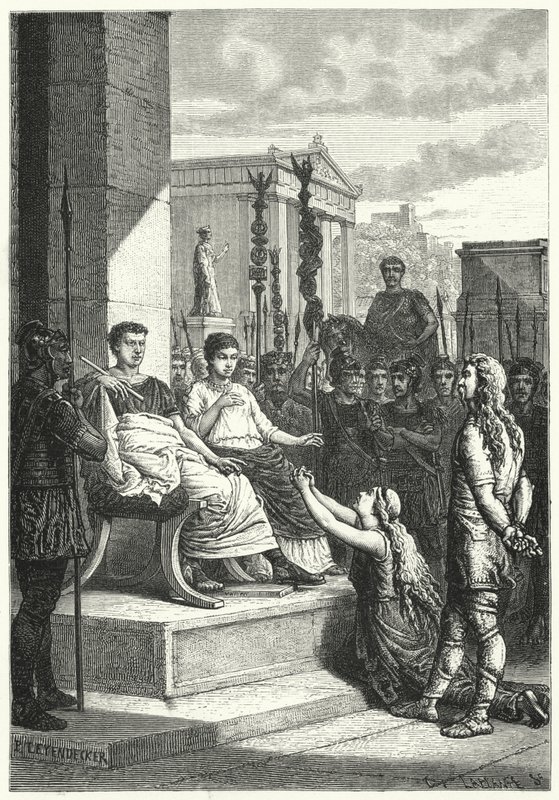 Cautivos germánicos ante el emperador romano de German School