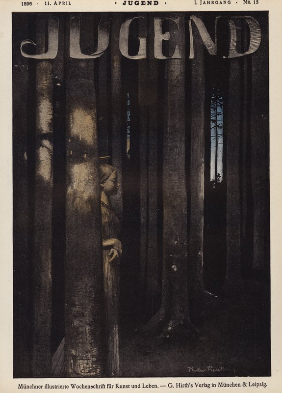 Niña caminando en un bosque de noche de German School