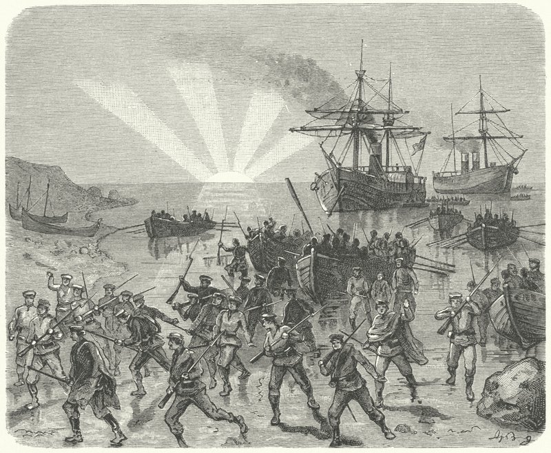 Giuseppe Garibaldi desembarcando en Marsala, Sicilia de German School