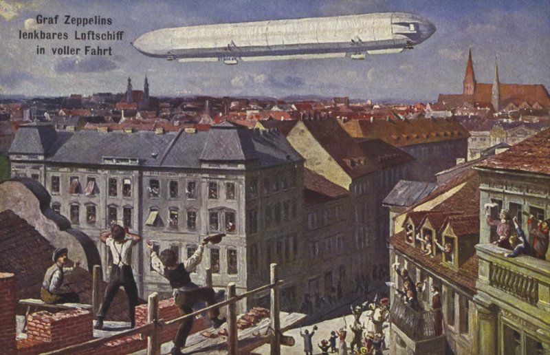 Dirigible de Graf Ferdinand von Zeppelin en vuelo de German School