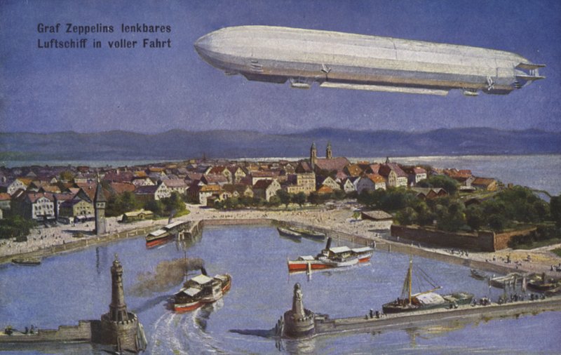 Dirigible de Graf Ferdinand von Zeppelin en vuelo de German School