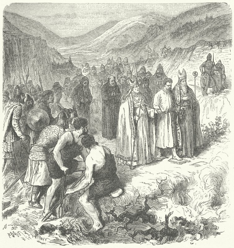 Harald Gille, rey de Noruega, sometido a la ordalía del fuego de German School