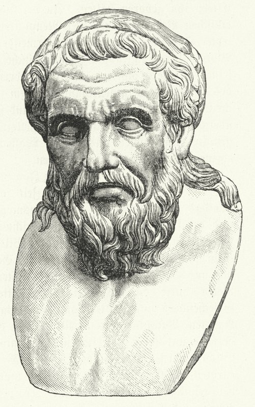 Cabeza del filósofo romano Apolonio de Tiana (grabado) de German School