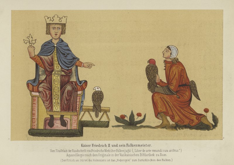 Emperador del Sacro Imperio Romano Federico II y su Maestro de Halcones, siglo XIII de German School