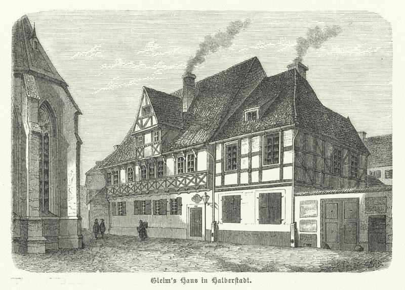 Casa del poeta Johann Wilhelm Ludwig Gleim, Halberstadt, Alemania (grabado) de German School