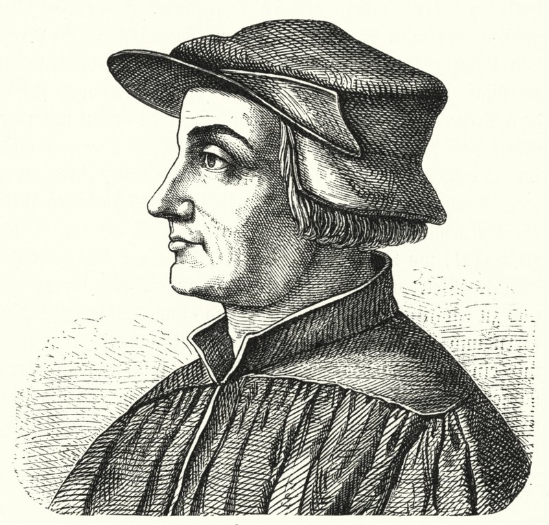 Huldrych Zwingli, figura principal de la Reforma en Suiza (grabado) de German School
