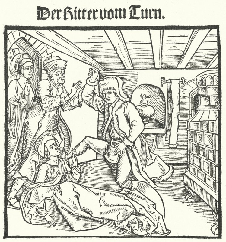 Ilustración del Libro del Caballero de la Torre por Geoffroy IV de la Tour Landry de German School