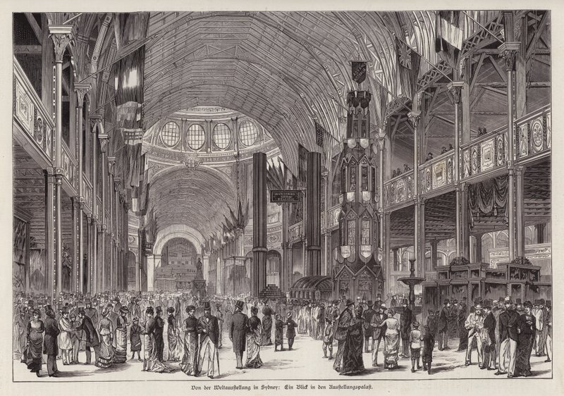 Interior del Garden Palace, Exposición Internacional de Sídney, Nueva Gales del Sur, Australia de German School