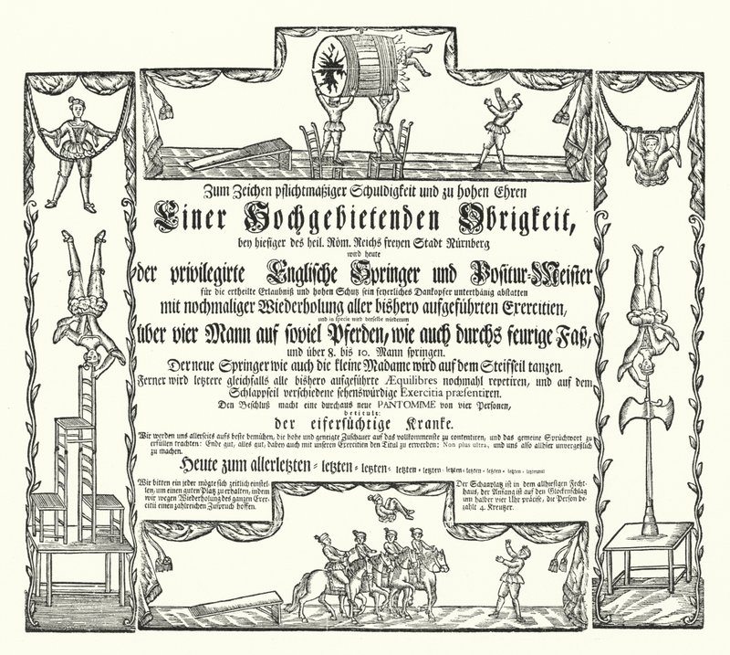 Invitación a un espectáculo público en Núremberg (grabado) de German School