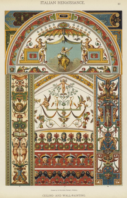 Renacimiento Italiano, Pintura de Techo y Pared de German School