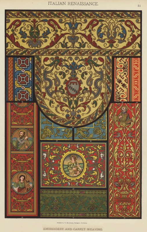 Renacimiento Italiano, Bordado y Tejido de Alfombras de German School